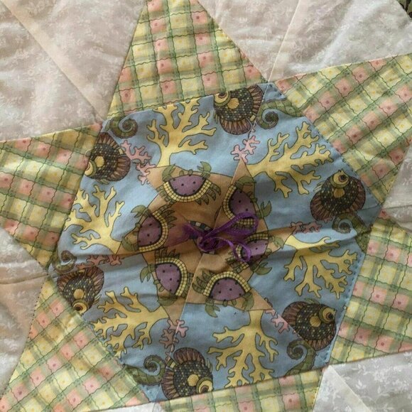 Homemade Quilt 50" x 58" Purple & Green Quilt Quality Cotton #701 - Picture 3 of 5